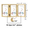 3 Picture Frame 5x7 Golden Triple Hinged MDF Wood with