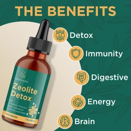 Zeolite Detox for Adults, Zeolite Liquid Drops with Vitamin B, Probiotic Blend, Gentle Detox for Adults, Energy, Gut, Focus - 4 Fl Oz (2 Bottles)