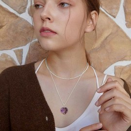 FOCALOOK Stainless Steel Tree of Life Necklace for Women Girls Heart/Crescent Moon Stone Pendant with 50 + 5 cm Rolo Chain Trendy Tree of Life Necklace Fashion Jewellery Accessory, Stainless Steel,