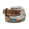 ARIAT Kids' Southwest Beaded Hair-On Belt with Rhinestone Conchos (Brown,