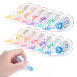 JEFURE 12 Pcs Colorful Core Correction Tape, 18.04 Ft White Wrong Out Tear-Resistant Bulk, Instant Corrections Easy To Use Applicator for School, Office, Note Taking, Journal (Tape Width 0.2 in)