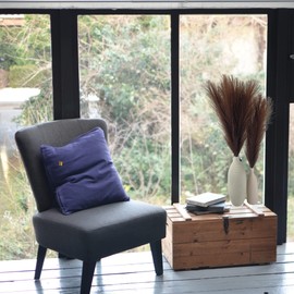 Faux Pampas Grass Small, 17" Dark Brown Artificial Pampas Grass Fluffy 3 Pcs pompous Grass Flower Arrangement and Vase Filler for Boho Home Wedding Decoration