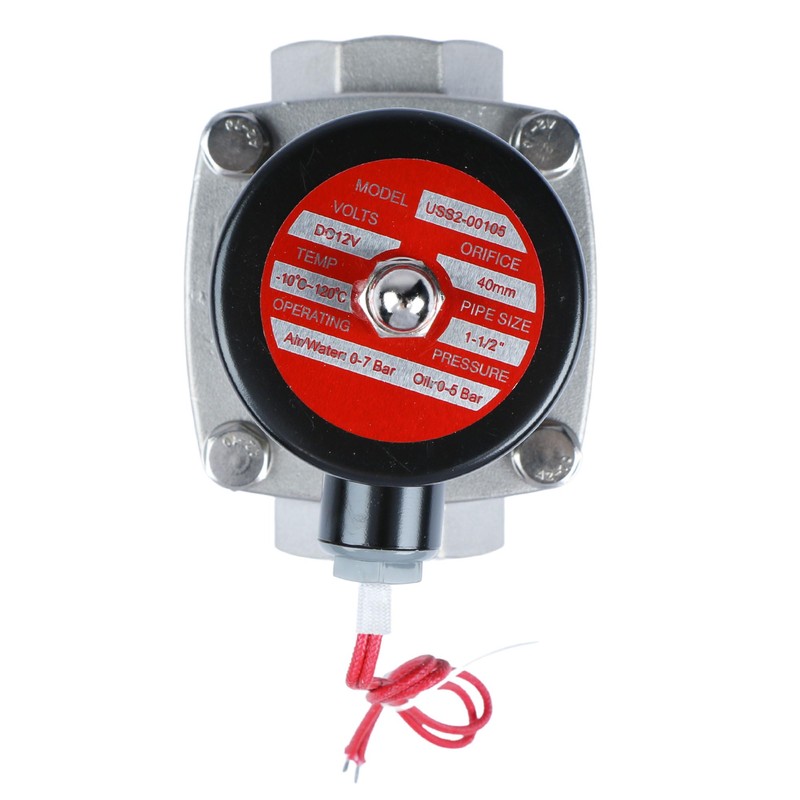 U.S. Solid 1-1/2" Solenoid Valve - 12V DC Stainless Steel
