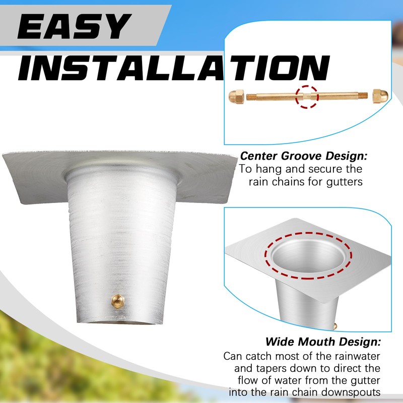 Zonon 2 Pcs Rain Chain Gutter Adapter Aluminum Installation Rain