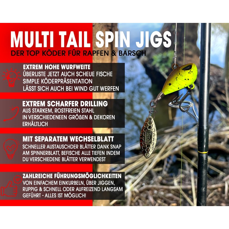 Wild Devil Baits Multi Tail Spin Jig Lead Head Spinner