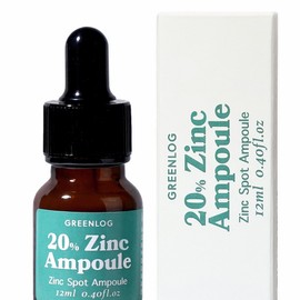 Zinc Spot Purulent Acne Ampoule Folliculitis Chin Acne Trouble Pure Zinc Oxide 200000ppm Oil Care Green Log, 1 ea, 12ml / 징크 스팟 화농성여드름 앰플 모낭염 턱드름 트러블 퓨어 징크옥사이드 200000ppm 유분케어 그린로그, 1개, 12ml