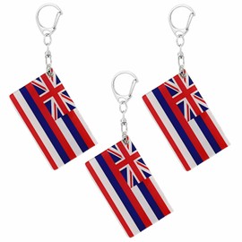 BQTBQT Hawaii Flag Keychain - Double Sided Acrylic D Shape Chains Hawaiian Flags Key Chains Men and Women Style Car Key chain Gifts Decoration (3 Pcs)