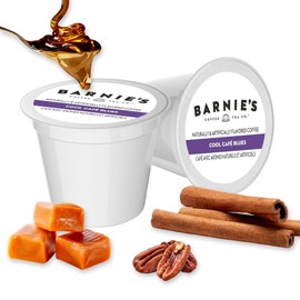 Barnie's Coffee Cool Café Blues Single Serve Coffee Pods with Caramel, Maple, Pecan and Cinnamon Rum Flavors, Medium Roast Arabica Coffee Beans Compatible with Keurig Brewers, 48 Count