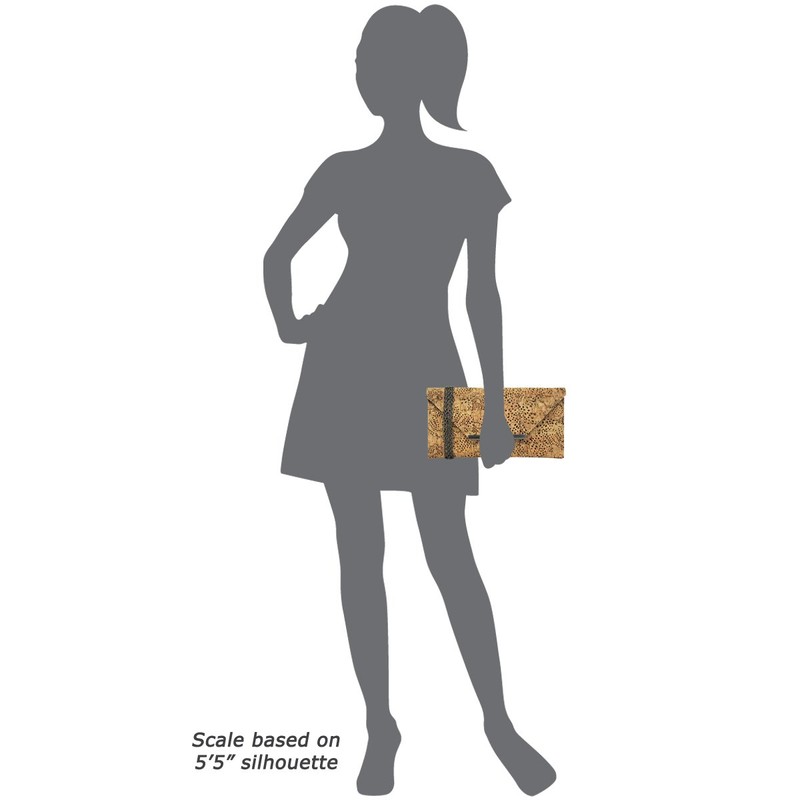 Unique Pattern Laser Cut Cork Envelope Clutch, Silver Medium