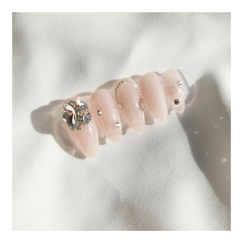 Bling Nudy Pink Nail Tips - Oval / 블링 누디