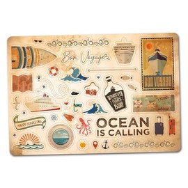 A5 Sticker Sheet Cruise Vinyl Stickers - Boat Scrapbook Landmarks Retro Vintage Flag Skyline Travel Holiday Country Aesthetic #82841