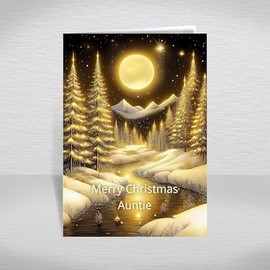 Auntie Christmas Card, A5 Size Special Christmas Card for Auntie, Aunty, Luxury Christmas Greeting Cards with a Christmas Wishes Greetings Verse Inside: Starlit Forest Christmas Card