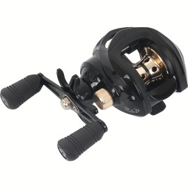 Topline tackle Black Gold 18+1 Bearings Waterproof High-Speed Magnetic Reel for Baitcasting Fast Fishing 10 Max Drag Baitcasting Fishing ReelSpool Capacity: Left Hand, Color: Black gold