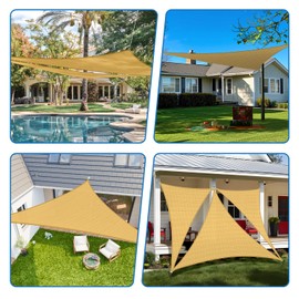 TANG 13'x24'x27' Sun Shade Sail Rignt Triangle Shade Canopy Outdoor Patio Covers UV Block Cloth for Pergola Backyard Porch Deck Garden Carport, Sand