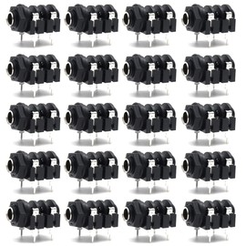 Luomorgo PCB Panel Mount 4 Pin 1/4" 6.35mm Female Socket Mono Headphone Jack Silver Thread 20pcs