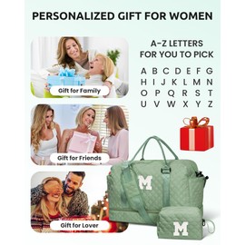 Vogewood Gifts for Preteeens Girls 10-13-Initial Girl Travel Bag with Shoe Compartment, Weekender Bags for Women, Overnight Bag for Women, Travel Bag with Makeup Bag (Letter T)