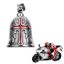 Biker Guardian Bell Motorcycle Bell, Red Oily Bicycle Bell, Protective Bell Angel Riding Bell, Motorcycle Bell Keyring with Ring for Hanging, for Blessing the Peace, Lucky Charm