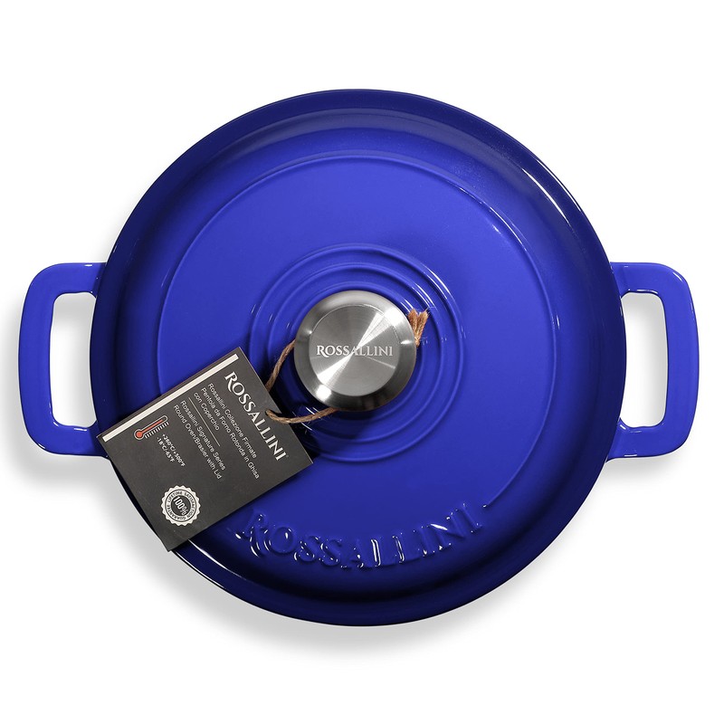 ROSSALLINI Signature Enameled Cast Iron Dutch Oven, Non-Stick Serving Pot