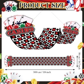 10ft Casino Theme Party Decorations Red Black Casino Party Ceiling Decor Las Vegas Themed Hanging Banner with 12 Poker Card Garlands for Game Night Birthday Party Supplies Poker Photo Booth Props