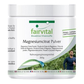Fairvital | Magnesiumcitrat Pulver - 300g - ideal für Sportler - Hoch bioverfügbar - qualitätsgeprüft und hochdosiert - 100% vegan - Made in Germany