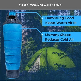 Viking Trek 350x Lightweight Adult Sleeping Bag – Warm & Breathable, Compact Camping Gear for Hiking and Backpacking - Camping Essentials - Includes 100% Waterproof Stuff Sack