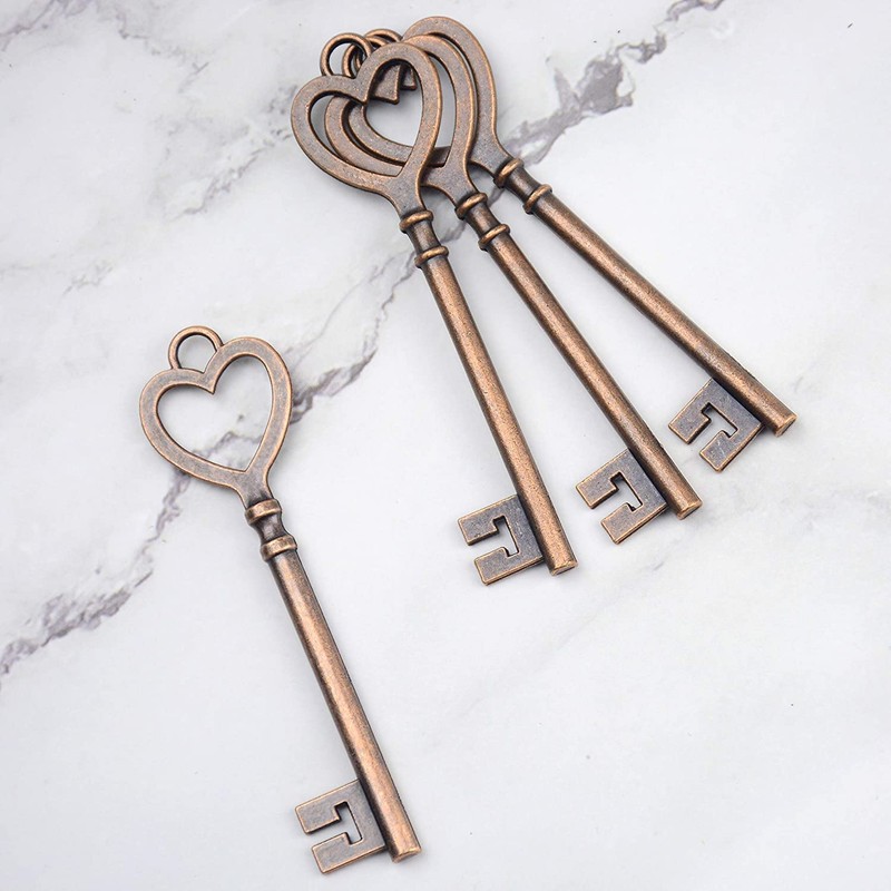 Makhry 30pcs Wedding Party Favor Heart Shape Retro Skeleton Keys