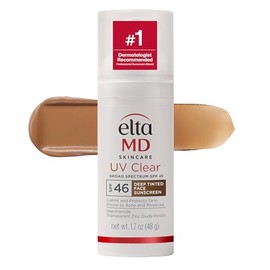EltaMD Protector Solar Facial con Tinte UV Clear, SPF 46 Libre de Aceite con Óxido de Zinc, Recomendado por Dermatólogos, Relleno de Calcetín