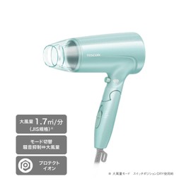 Tescom TD460A-A Dryer, Protected Ion, Equipped with Noise Suppression Mode, Cold and Hot Air, Large Airflow, Foldable, Easy Plug, Light Blue