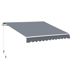 Outsunny 10' x 8' Retractable Awning, Patio Awnings, Sunshade Shelter w/Manual Crank Handle, UV & Water-Resistant Fabric and Aluminum Frame for Deck, Balcony, Yard, Dark Gray