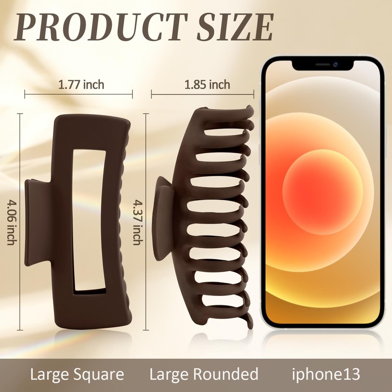 TOCESS Silicone Flexible Claw Clip: 3 Pack Bendable Matte Large