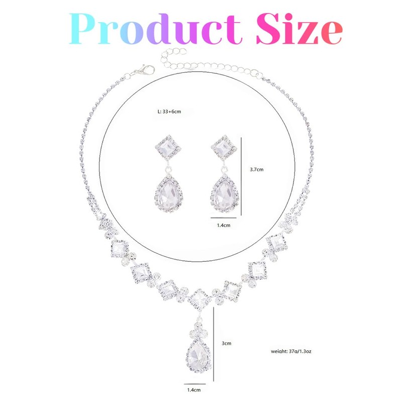 EARENT Rhienestone Wedding Jewelry Sets Silver Diamond Bridal Necklace and