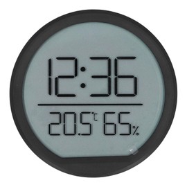 Indoor Thermometer Hygrometer Multifunction Thin Accurate Wall Mounted Digital Alarm Clock for Home Office Room Black