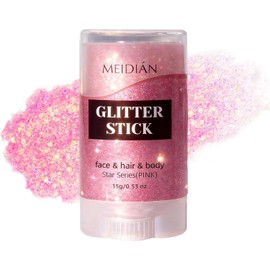 Barras de Brillo Corporal y Facial Verde Lima, Purpurina Chunky para Cabello y Cara, Accesorios Fiesta, Carnaval, St. Patrick’s Day y Rave, Maquillaje con Lentejuelas Brillantes para Mujer (Pink)