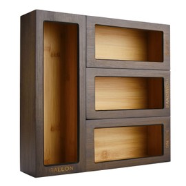 Cozee Bay Bamboo Ziplock Bag Organizer for Kitchen Drawer, Baggie organizer, Compatible with Gallon, Quart, Sandwich and Snack Variety Size Bags (4 Piece Set) (Vintage Brown)