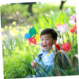 SAFIGLE Funny Rainbow Pinwheels Set 10pcs Garden Pinwheels Decorative Party Supplies PVC Windmill Toys for Boys and Girls DIY Craft Decor