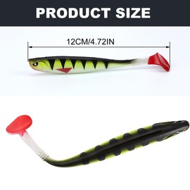 EYVRPAU Pack of 5 Rubber Fish Zander Bait Predatory Fish Bait Set with Hook Pockets Catchy Colours