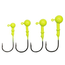 Eco-Friendly Tungsten Jig Head Variety Pack (Chartreuse) 4 Sizes - ¼oz, 3/16oz, ⅛oz, 1/16oz - Safe, Non-Toxic, and Lead-Free Fishing Tackle for Bass, Walleye, Trout, & Panfish Fisherman, USA-Owned
