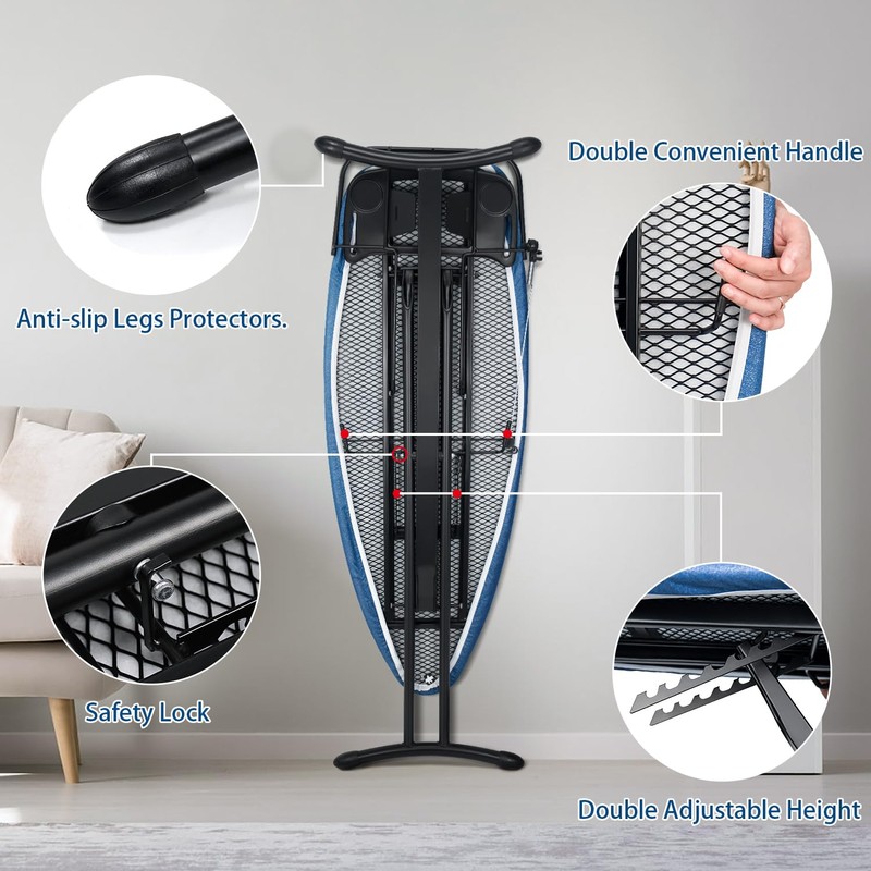 Duwee 18"x48" Deluxe Ironing Board with Retractable Iron Rest,Extra Wide