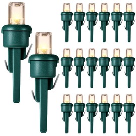 Honoson 120 Count 5 mm LED Christmas Replacement Bulbs Bulk Wide Angle Christmas Light Bulb Xmas Tree String Light Replacement Bulb Festival Light Decoration (Green Base with Warm White Bulb)