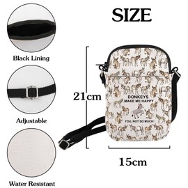 HOLLP Crossbody Bag Donkey Make Me Happy Animal Print Sling Bag Unisex-Adults 21cm x 15cm x 1cm