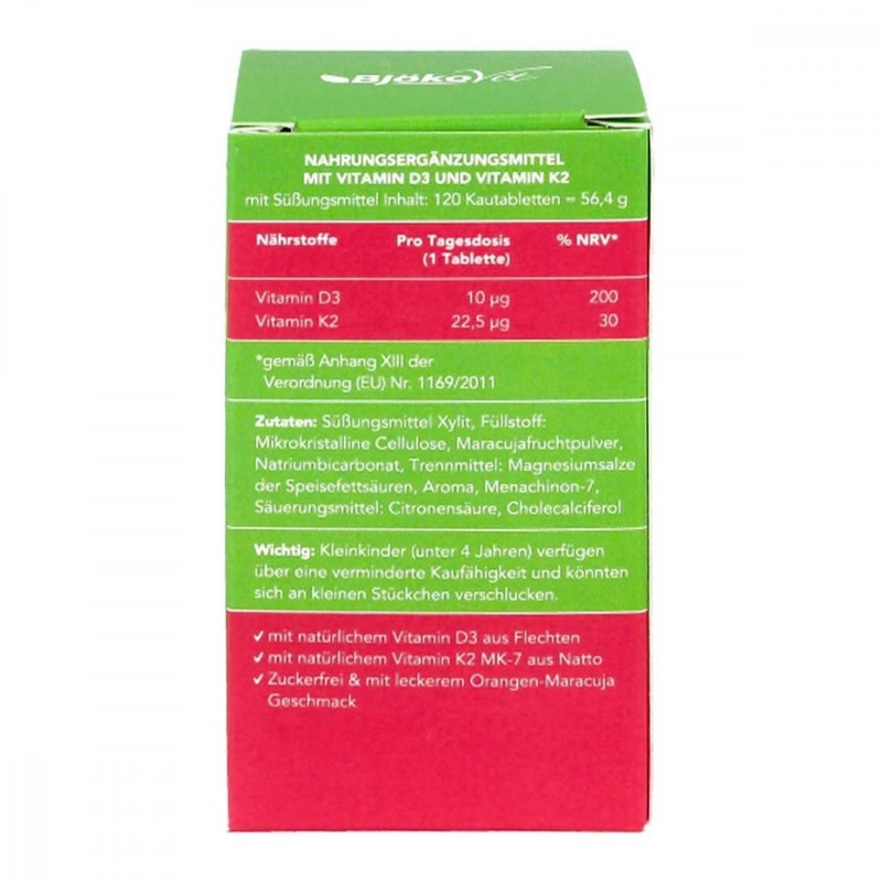 Vitamin D3+K2 Children's Chewable Tablets Vegan