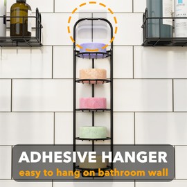 SpaceAid 5 Tier Shampoo Bar Holder for Shower, Self Draining Soap Bar Holders Caddy for Bathroom Wall and Kitchen Sink, Shampoo Bar Dish Rack, Stainless Steel Bar Soap Holder (Black)