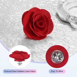 M METERXITY 1-Pack Camellia Flower Lapel Pin for Men Suit, Brooch Pins Handmade Boutonnieres for Men Women Suit/Tuxedo Corsage Wedding Party Brooch [Bright Red]