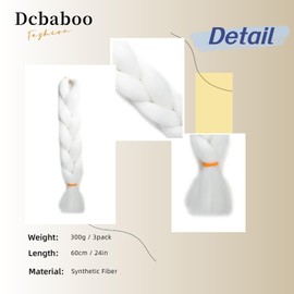 Dcbaboo Braids Extensions Synthetic Hair for Braiding 3 Pack 24 Inch Ombre Jumbo Braiding Hair Kanekalon Hair Extensions Braids Afro Crochet Box Braids Hair for Braids 300 g, White
