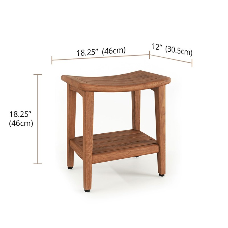 18" Sumba-Bjön™ Slatted Teak Shower Bench with Shelf