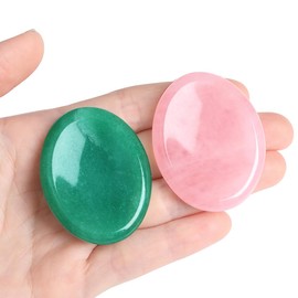 AWARDSEN Green Aventurine Thumb Worry Stone Healing Stones Crystal, Green Oval Shaped Bag Natural Gemstone for Wiccan Deliveries, Anxiety Stress Relief, Fortune Telling, Reiki Healing, Energy