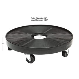 DeVault Enterprises DEV3000B 16" Rolling Plant Dolly/Caddy - Black - Steel Casters w/Rubber Wheels - 500lb. Capacity