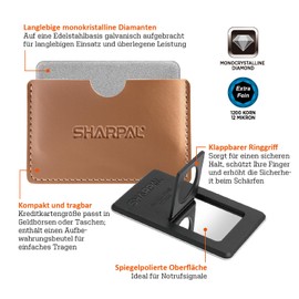 SHARPAL 115N Credit Card Size Diamond Sharpening Stone Pocket Diamond Tool Sharpener (Extra Fine 1200 Grit)