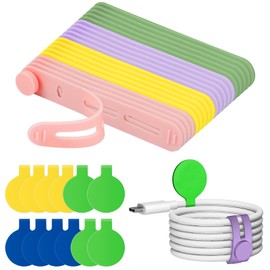 32PCS Cord Tags Labeling, 12 PCS Circle Wire Labels Electrical Cord 丨 20 PCS Silicone Cable Cord Ties for Cord Tags Labeling & Cord Labels for Electronics ﻿