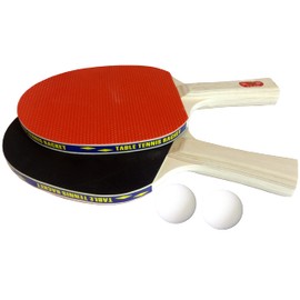 O&W Security Tischtennis-Set 2 Tischtennisschläger + 2 Tischtennisbälle Ping Pong Set hochwertig PRO Edition schwarz rot
